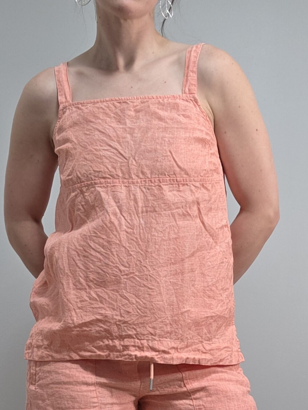 Athleta 100% Linen "Voyager" Square Neck Adjustable Strap Tank Size Small